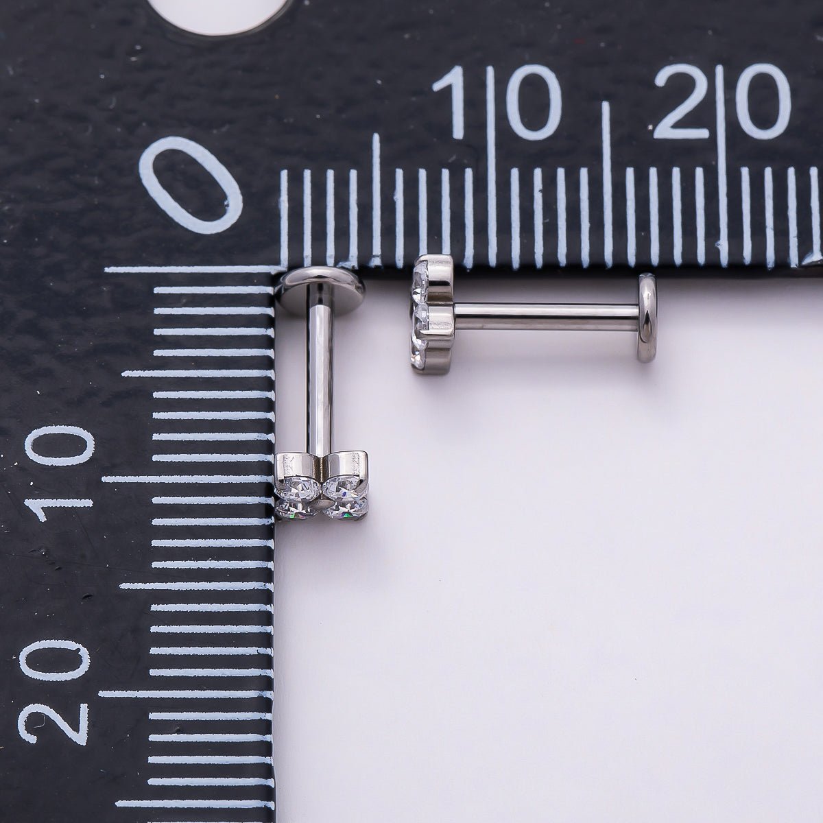 Titanium 4mm Clear CZ Flower Single Cartilage Piercing Flat Back Stud in Gold & Silver | BJ-00160 BJ-00161