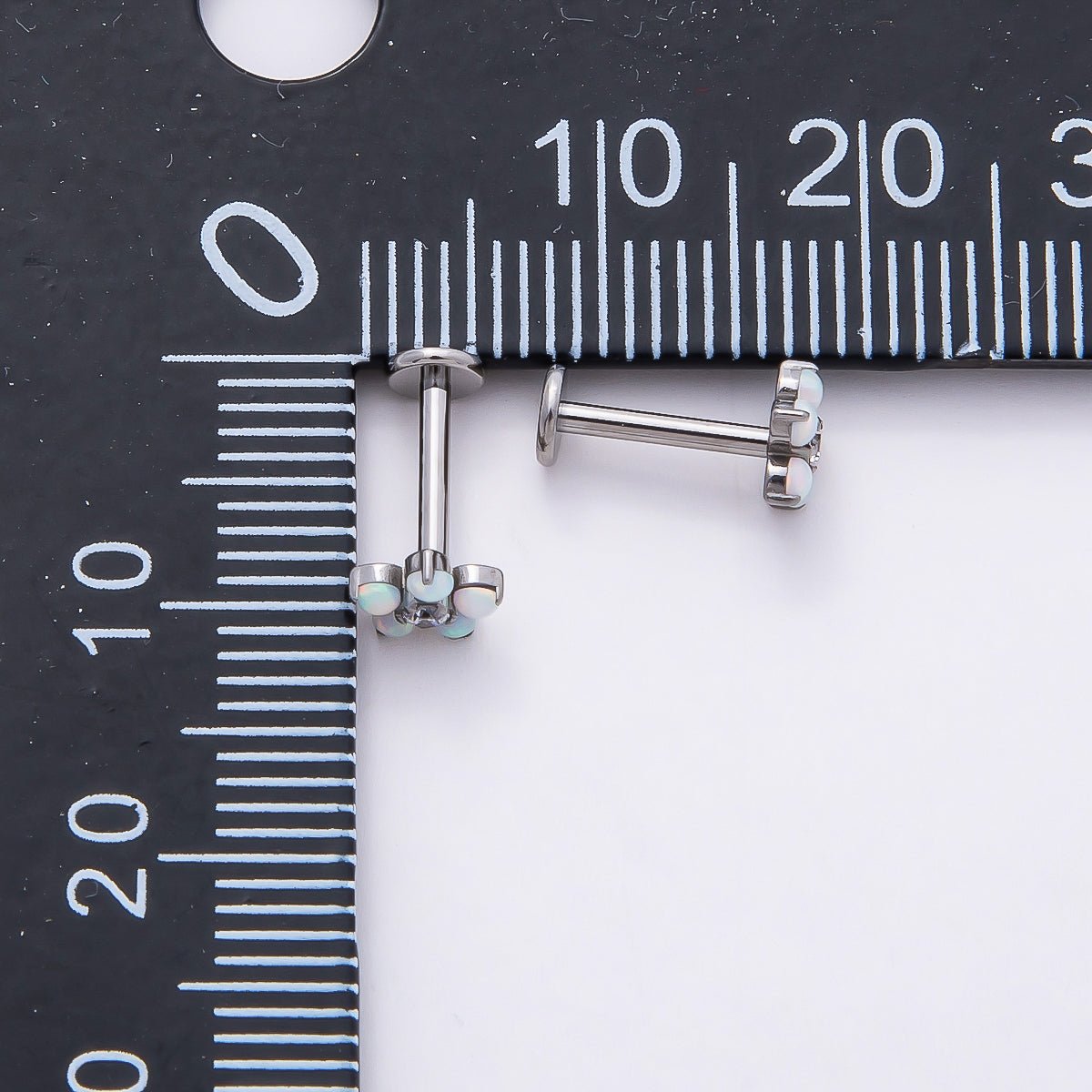 Titanium 5.5mm White Opal Clear CZ Flower Cartilage Piercing Flat Back Stud in Gold & Silver | BJ-00164 BJ-00165