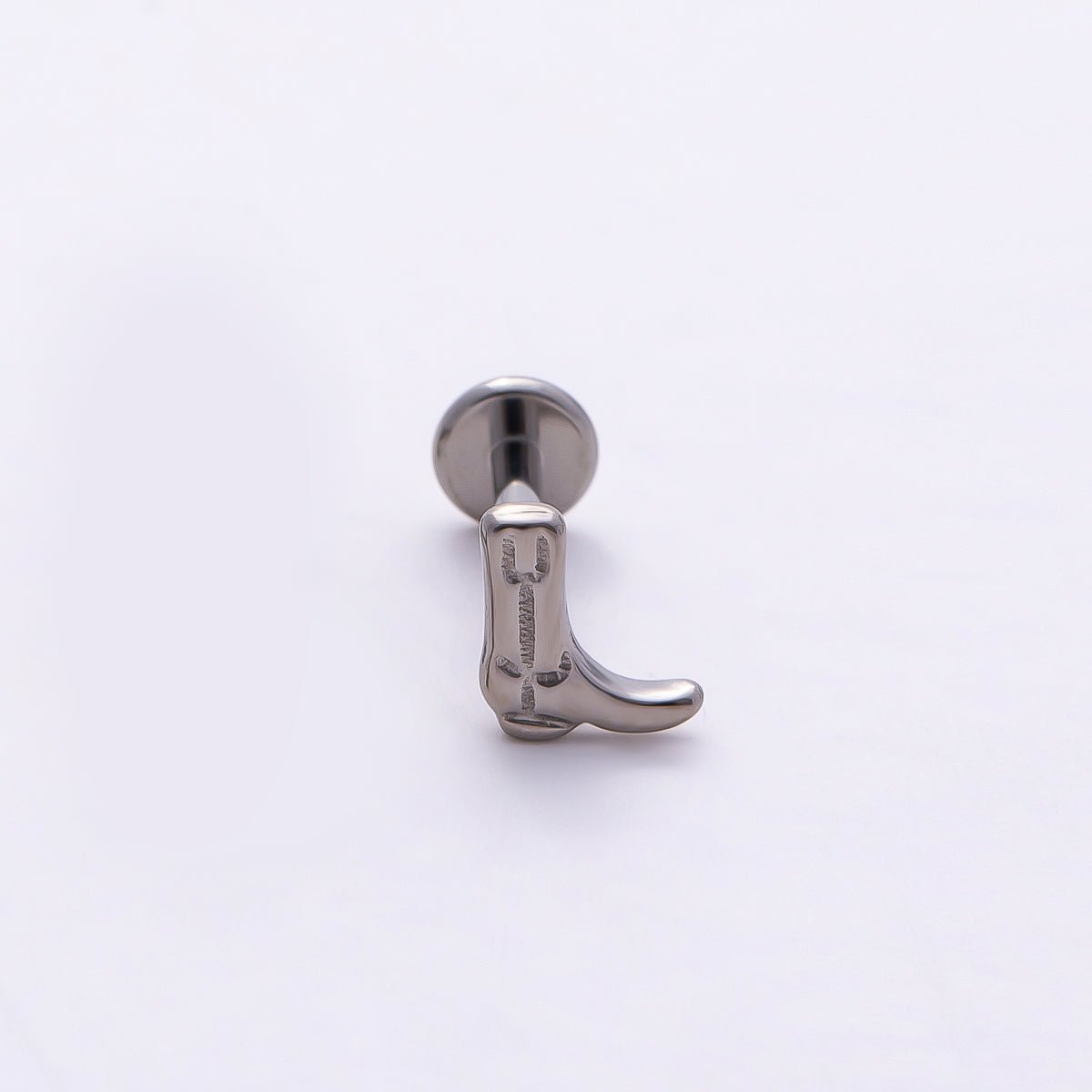 Titanium 6mm Cowboy Boot Cartilage Piercing Flat Back Stud in Gold & Silver | BJ-00188 BJ-00189