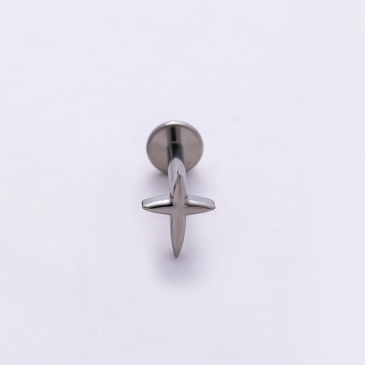 Titanium 6mm North Star Cartilage Piercing Flat Back Stud in Gold & Silver | BJ-00130 BJ-00131