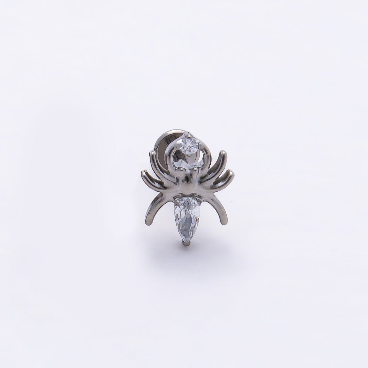 Titanium 9mm Clear Marquise CZ Spider Cartilage Piercing Flat Back Stud in Gold & Silver | BJ-00156 BJ-00157