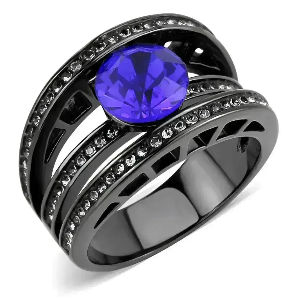 TK3453 - IP Light Black (IP Gun) Stainless Steel Ring with Top Grade