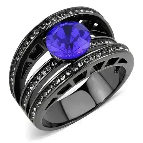 TK3453 - IP Light Black (IP Gun) Stainless Steel Ring with Top Grade