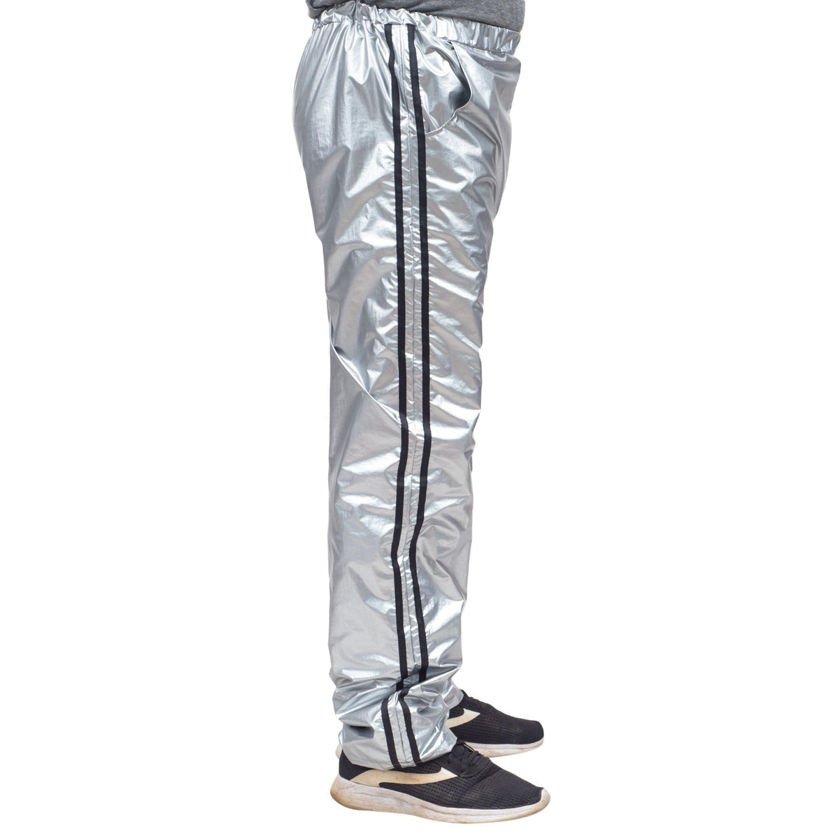 Todd and Margo Shiny Silver 2 Piece Workout Top and Pants Halloween Costume Set