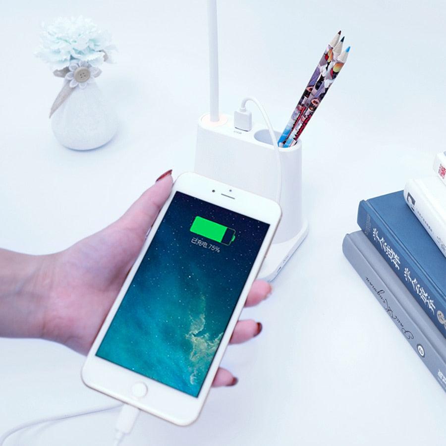 Touch Dimmable LED Desk Lamp 10W Wireless Charging/USB Charging Table Light for Children Kids Reading Study Bedside Bedroom Decorative Table Lamp Cute Study Lamps for Bedroom Décor