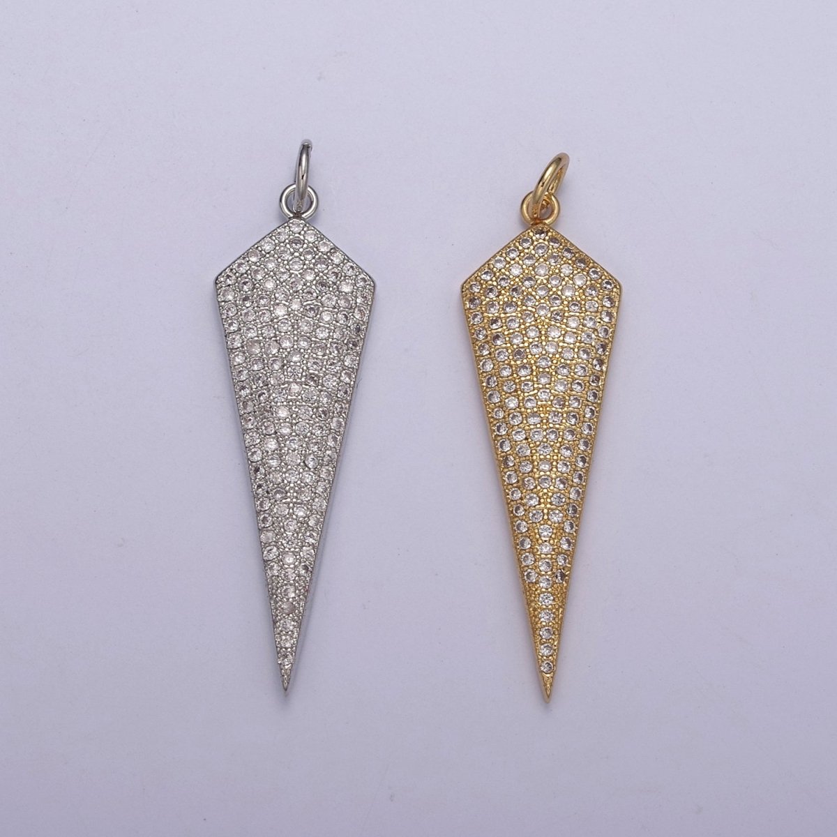 Triangle Pendant, Cubic Triangle Charm Gold Filled Triangle Arrowhead, Silver Arrowhead Charm, Triangle Charm N-325