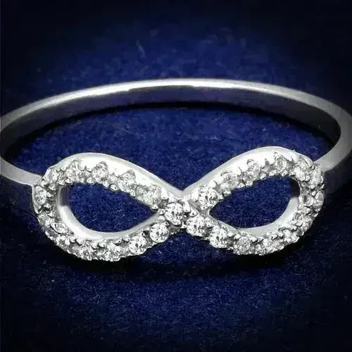 TS487 - Rhodium 925 Sterling Silver Ring with AAA Grade CZ in Clear