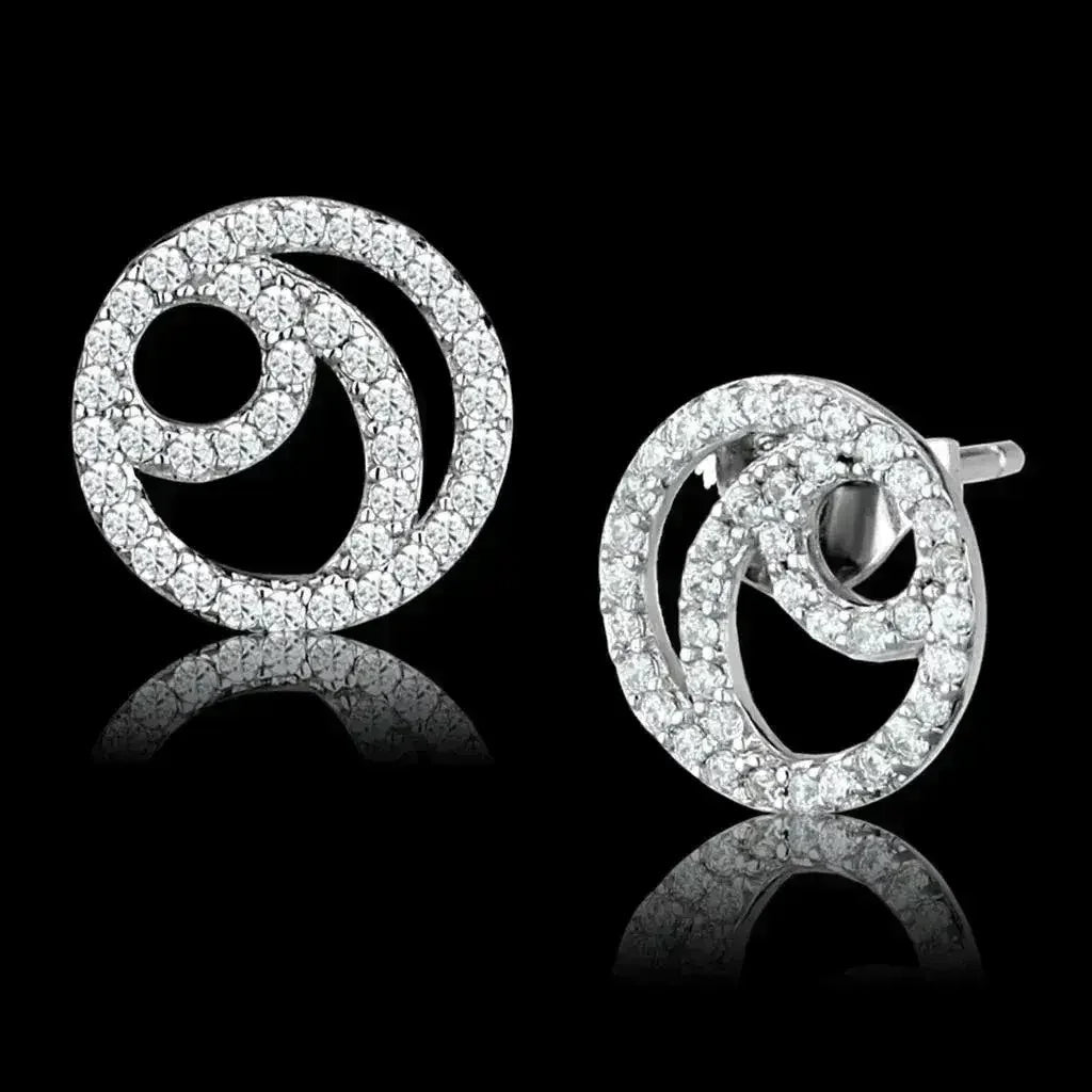 TS511 - Rhodium 925 Sterling Silver Earrings with AAA Grade CZ in