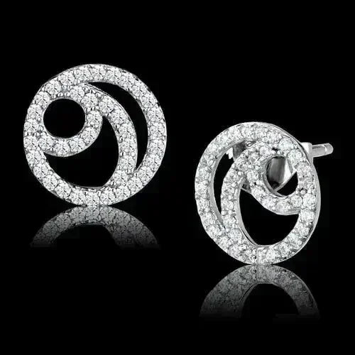 TS511 - Rhodium 925 Sterling Silver Earrings with AAA Grade CZ in