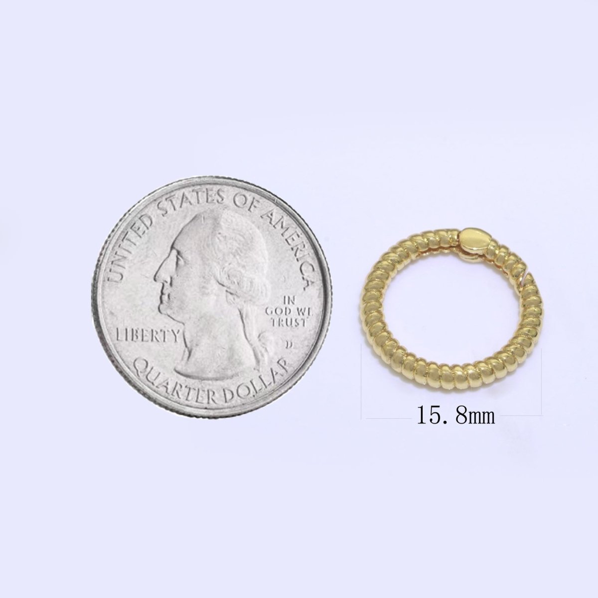 Twisted Gold Spring Gate Ring, 16 mm Marine Rope Push Gate ring, Charm Holder Clasp for Connector Bracelet End Clasp Rose Gold Silver L-448 L-449 L-450