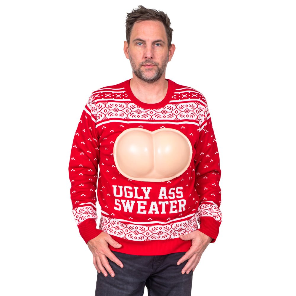 Ugly Behind Funny NOT PC Adult Unisex 3D Butt Ugly Christmas Sweater