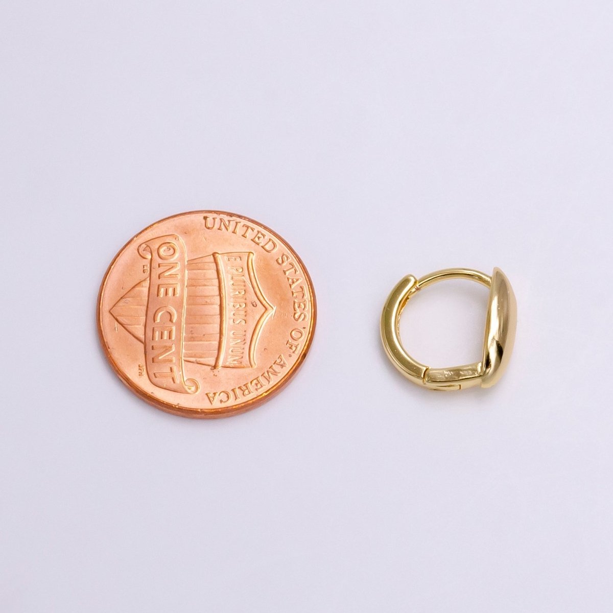 Unique Oval Huggie Earring in Gold Silver 11mm Hoop Earring AE-779