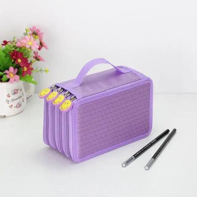 Unique Purple Cute Big 36/48/72 Holes Stationery Students Pencil Case High Quality Large Capacity Pencil Box