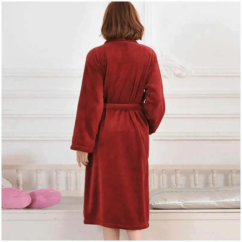 Unisex Comfortable Fleece Soft Bathrobes Elegant Sleepwear For Men And Women Winter Indoor Warm Bathrobe