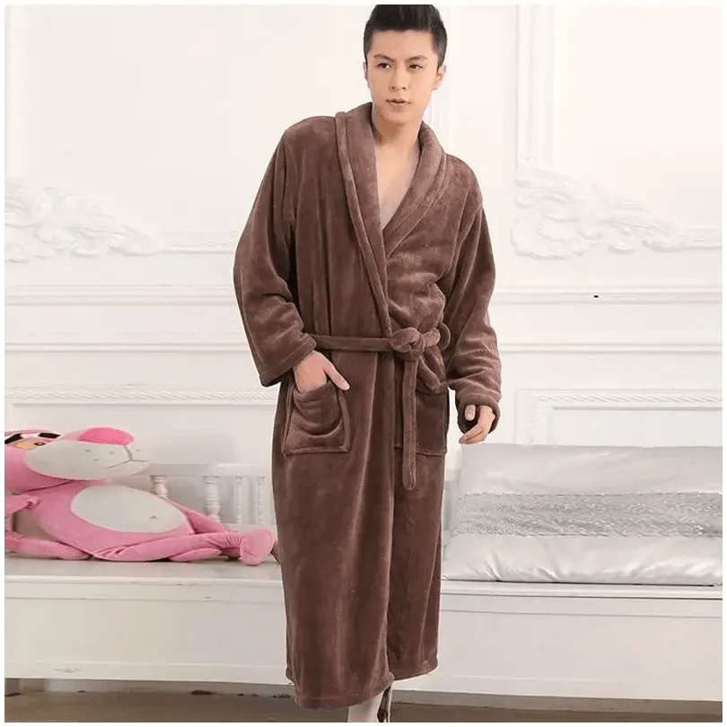 Unisex Comfortable Fleece Soft Bathrobes Elegant Sleepwear For Men And Women Winter Indoor Warm Bathrobe