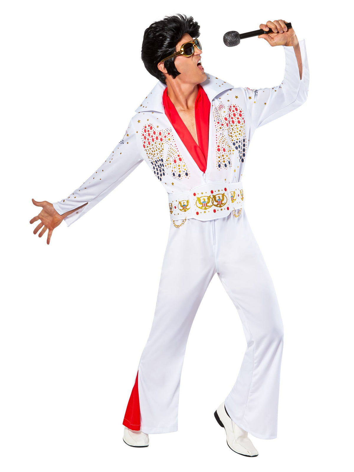 Aloha Deluxe Elvis White Jumpsuit Adult Costume