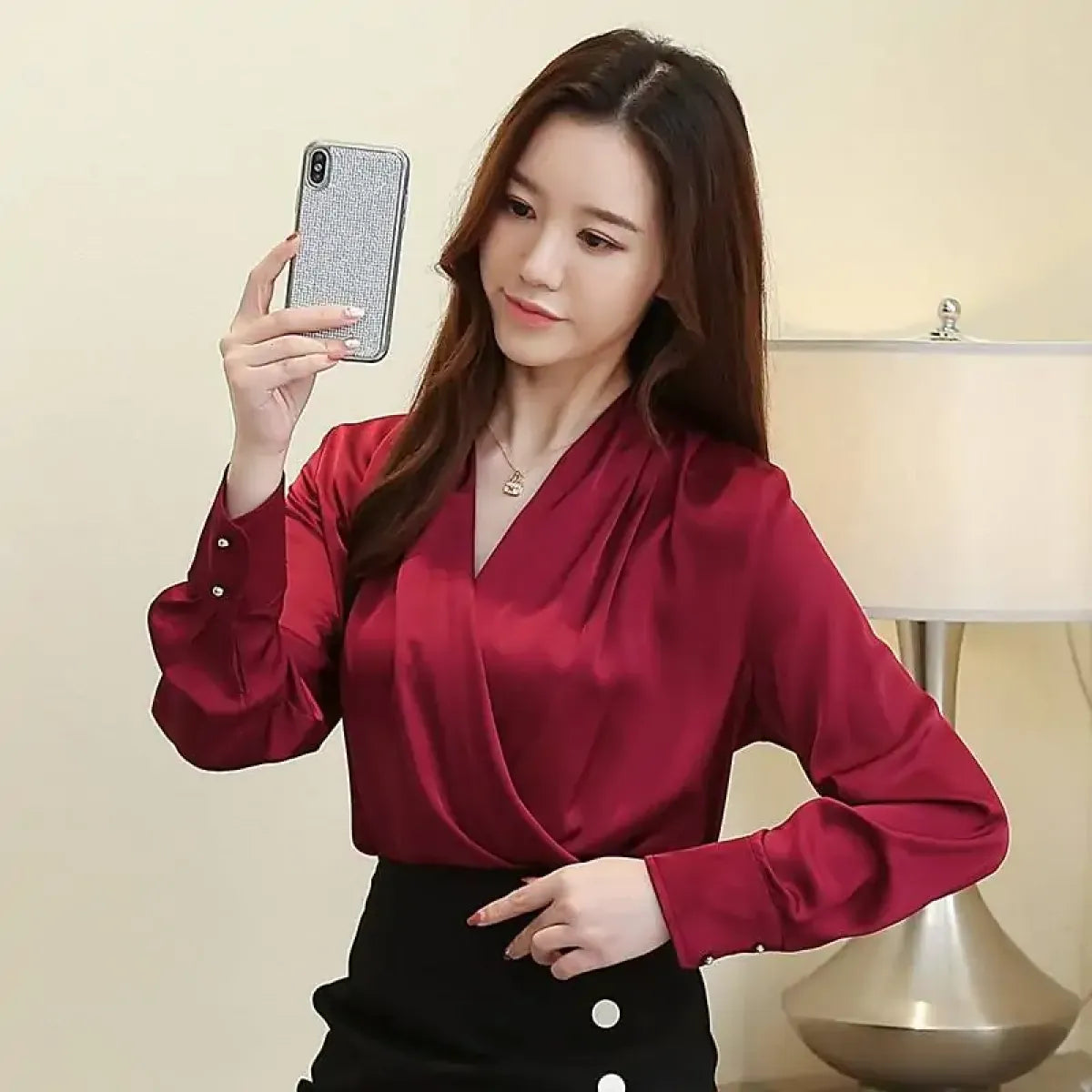 V-Neck Chiffon Blouse