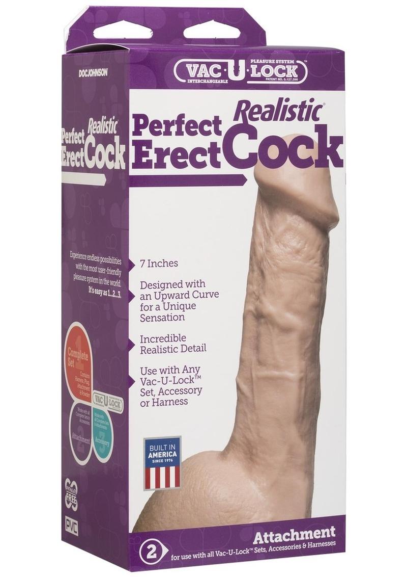 Vac-U-Lock Realistic Perfect Erect Cock 7 Inch Upward Curve