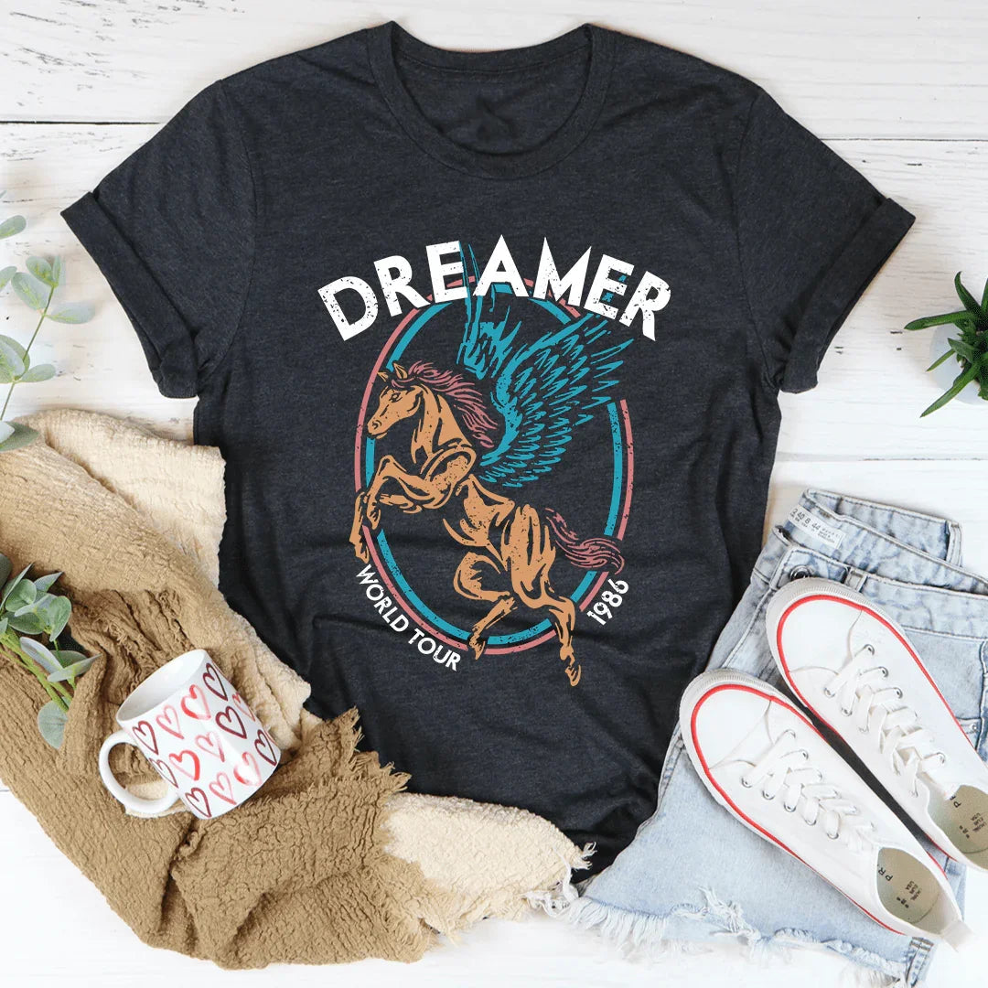 Retro Concert Aesthetic Shirt – "Dreamer World Tour" Vintage Graphic Tee