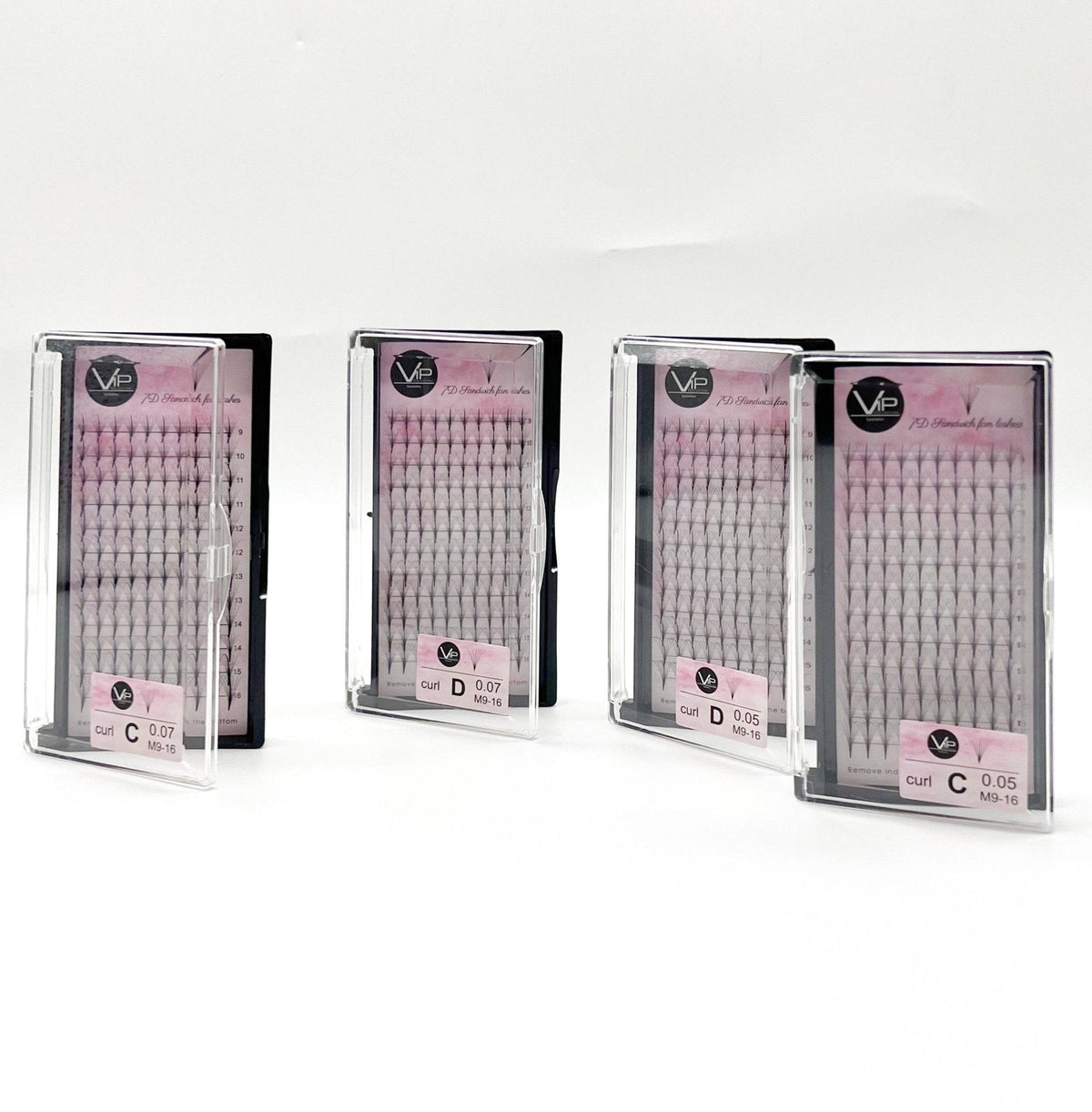VIP 7D Sandwich Fan Lash Extensions 0.05 mm C Mix / D Mix | 12-Line Regular & Large Trays