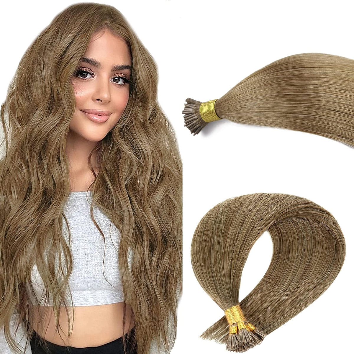 VIP I-Tip System – Keratin Human Hair Extensions, Straight 18" (100g)