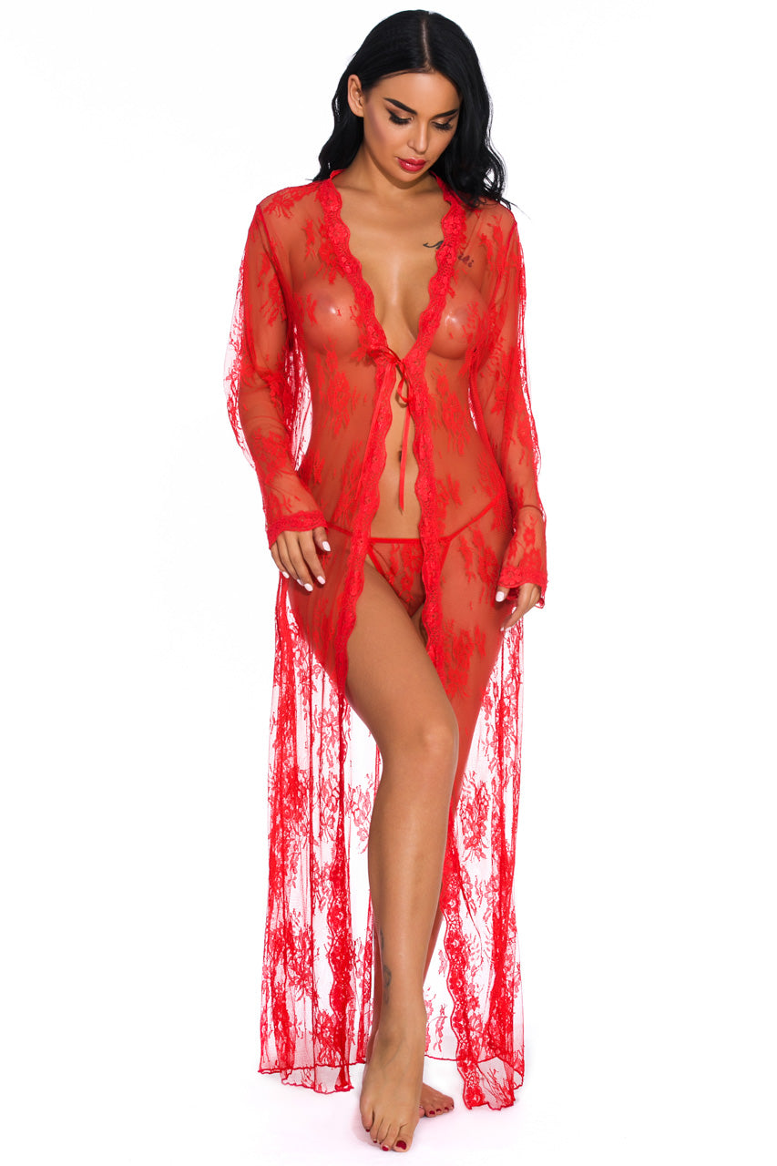 Long Lace Flyaway Robe