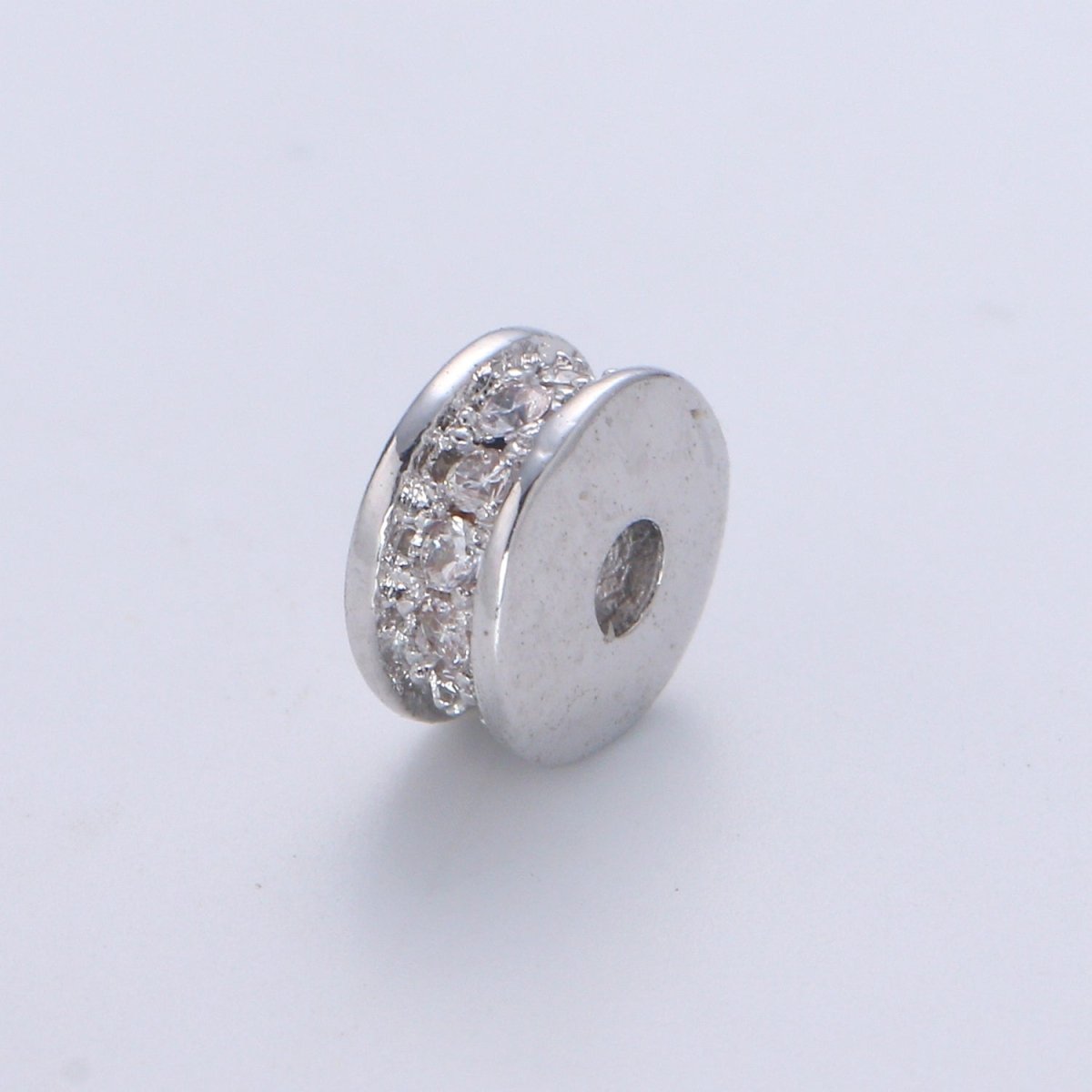 Wheel Spacer Beads CZ Micro Pave Round Rondelle Beads 14K Gold Filled Bead Spacer for Bracelet B-682