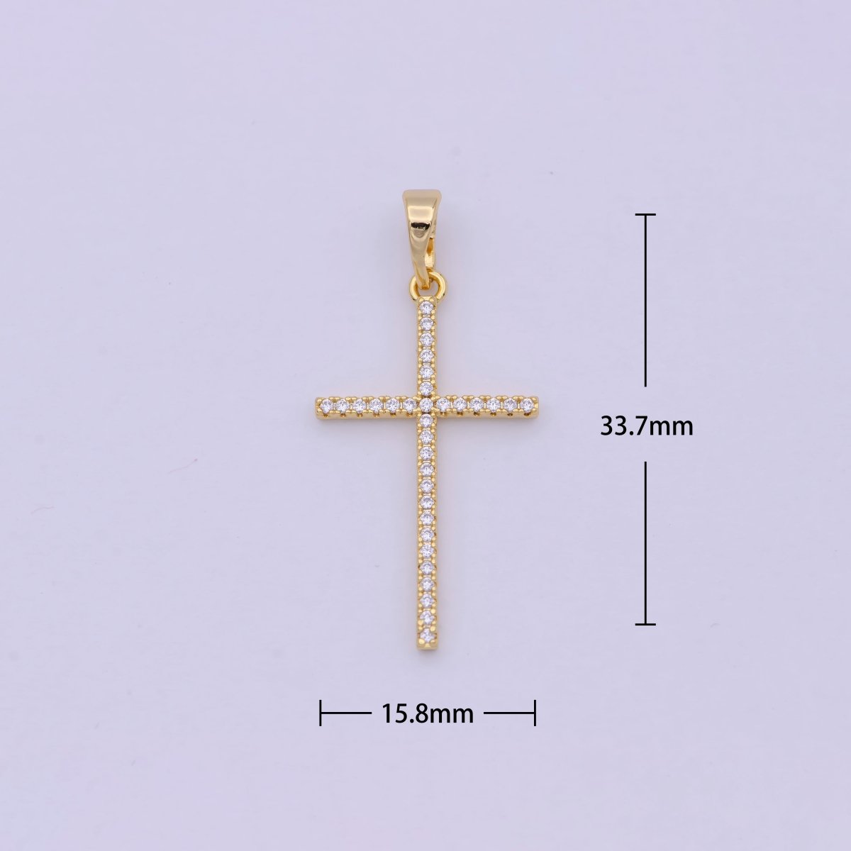 White, 14K Gold Filled Minimalist 34mm Micro Paved CZ Latin Religious Cross Pendant H-018 H-136 I-010
