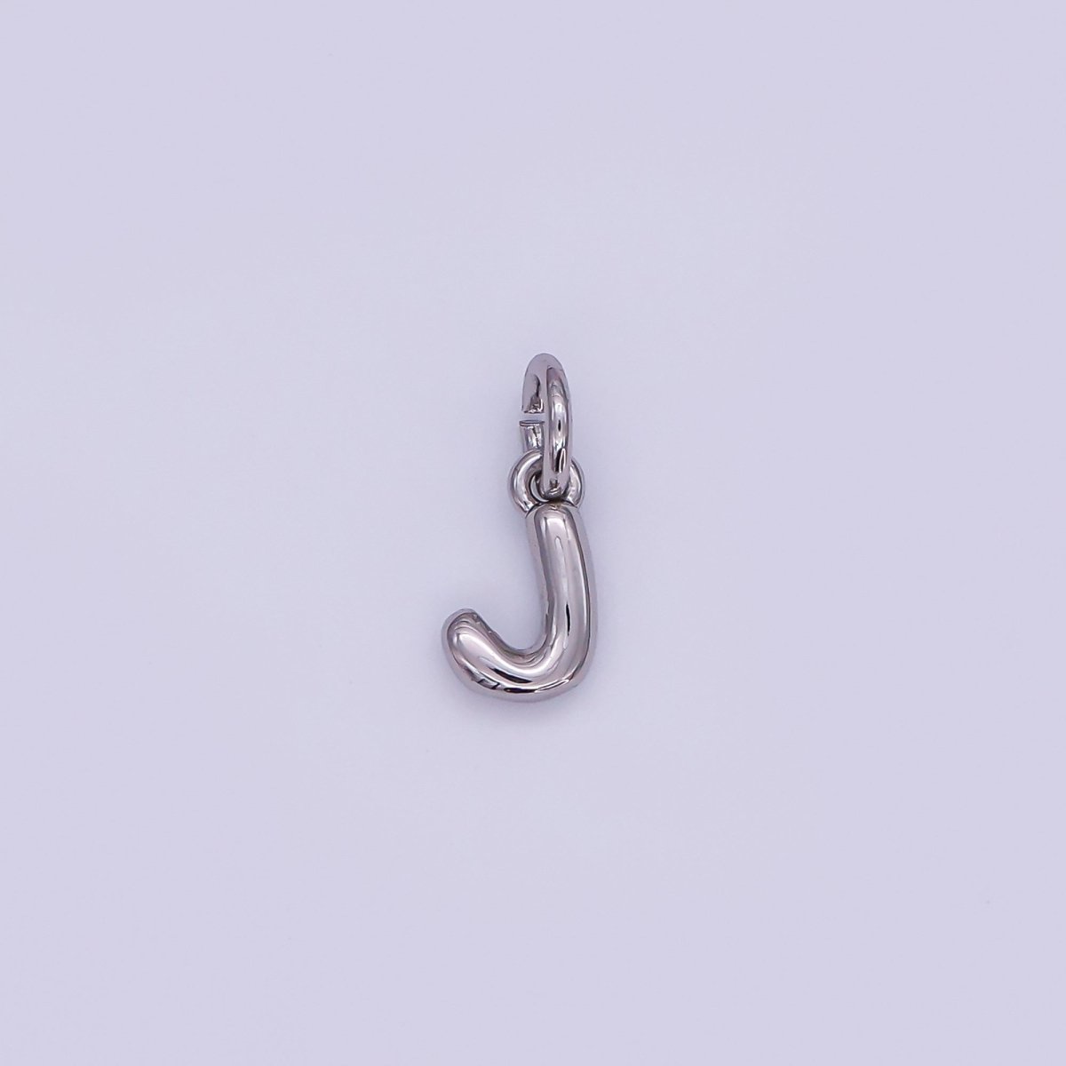 White Gold Filled 10mm Initial Letter Chubby Balloon Mini Charm | A029 - A041