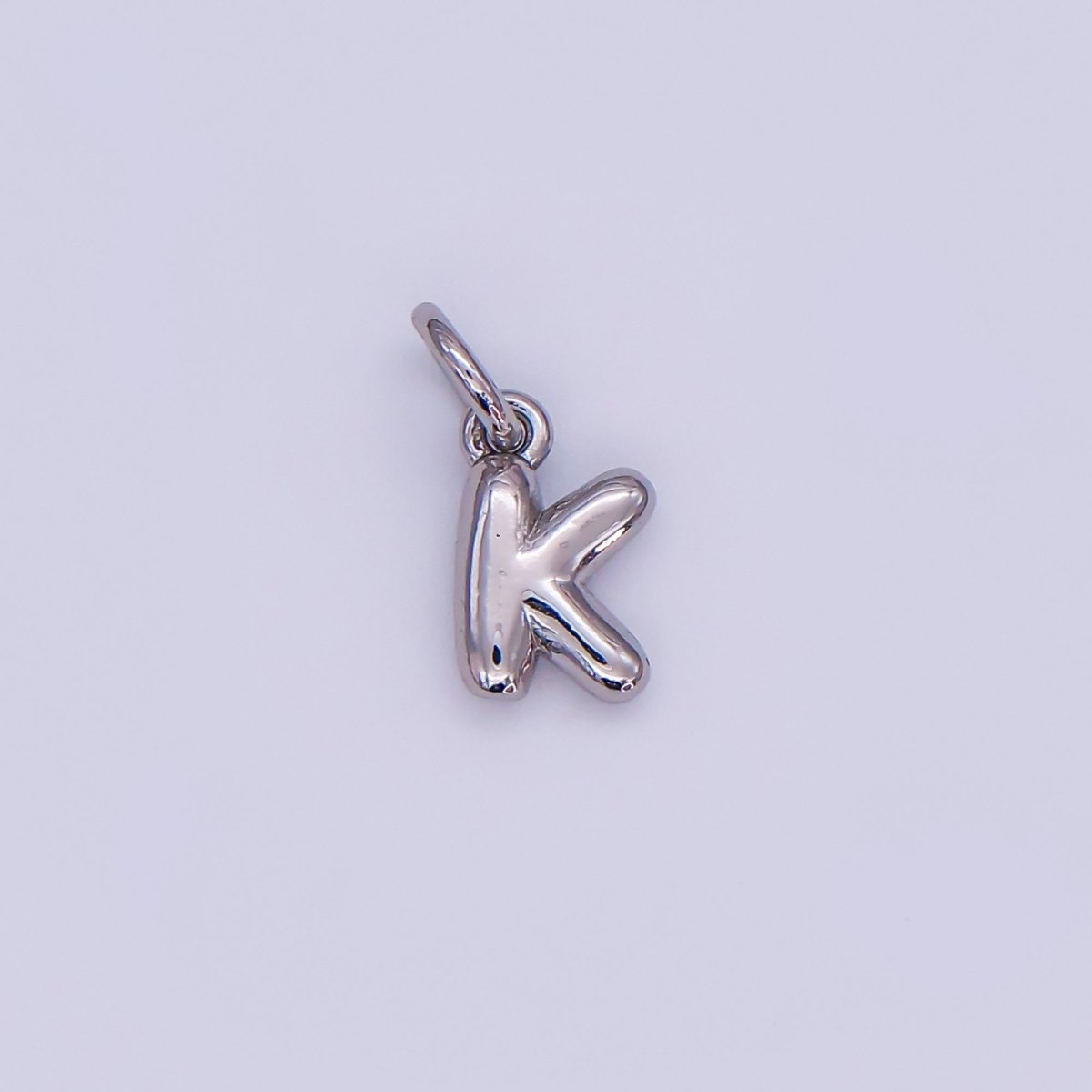 White Gold Filled 10mm Initial Letter Chubby Balloon Mini Charm | A029 - A041
