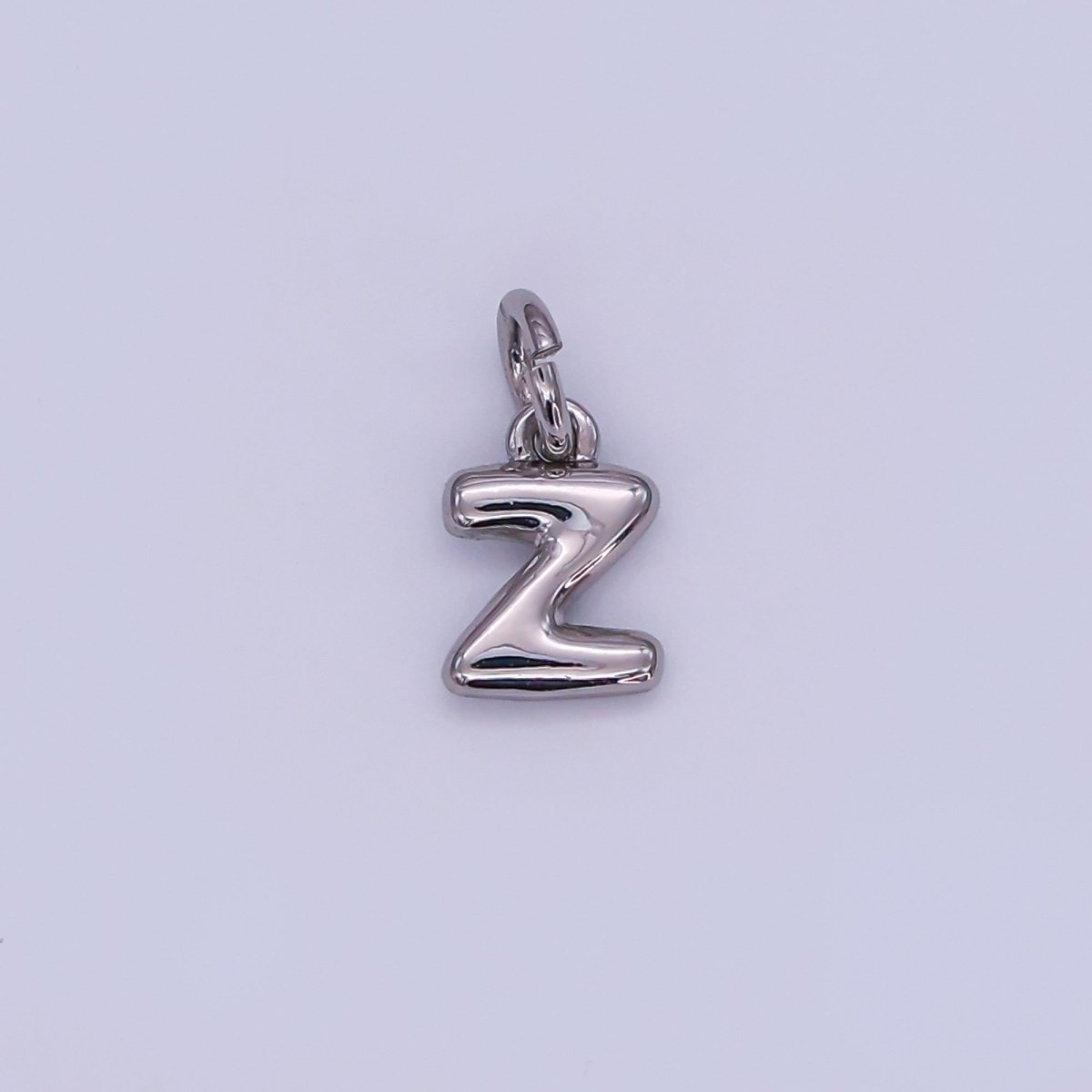 White Gold Filled 10mm Initial Letter Chubby Balloon Mini Charm | A029 - A041