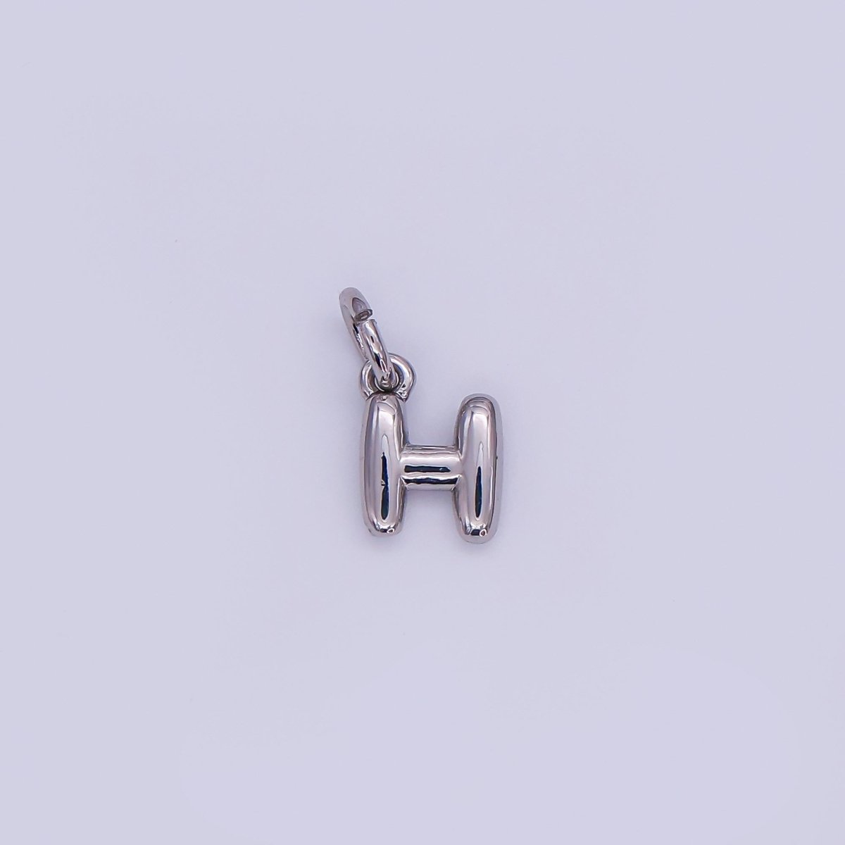 White Gold Filled 10mm Initial Letter Chubby Balloon Mini Charm | A029 - A041
