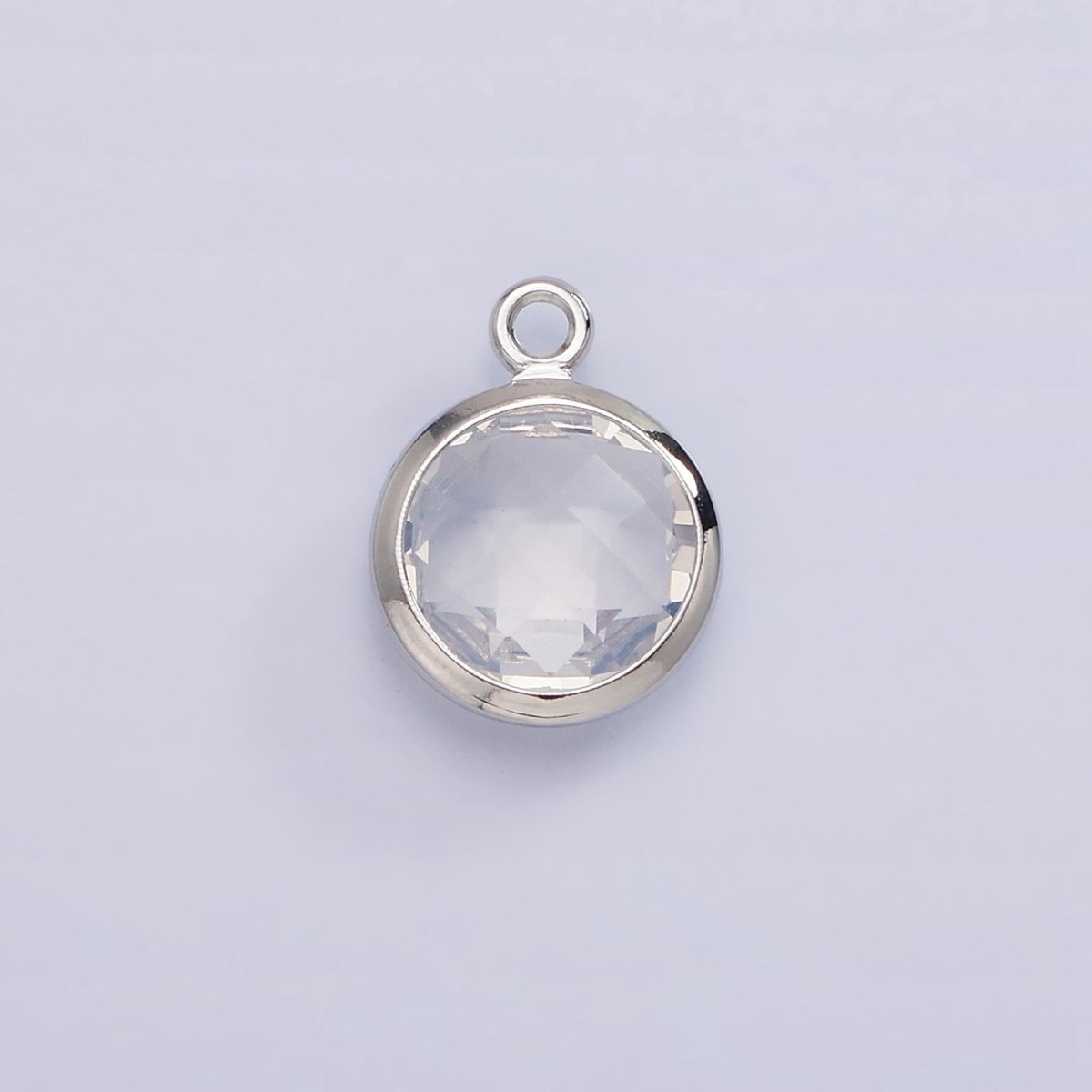 White Gold Filled 9mm Multifaceted Birthstone CZ Round Add-On Charm | N1197 - N1207