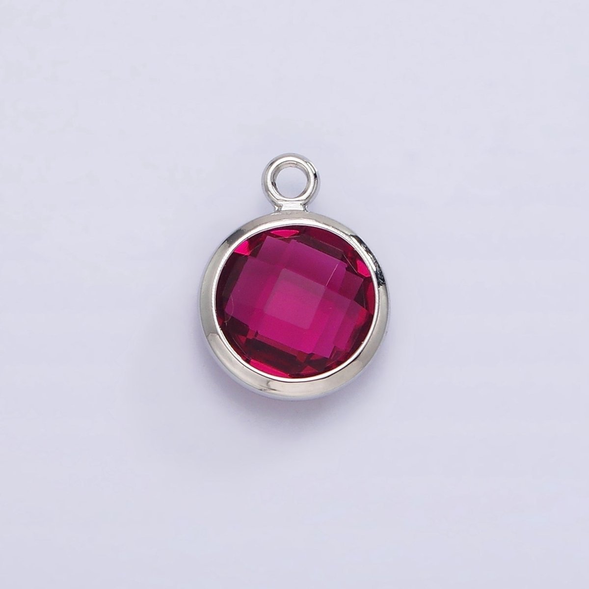 White Gold Filled 9mm Multifaceted Birthstone CZ Round Add-On Charm | N1197 - N1207
