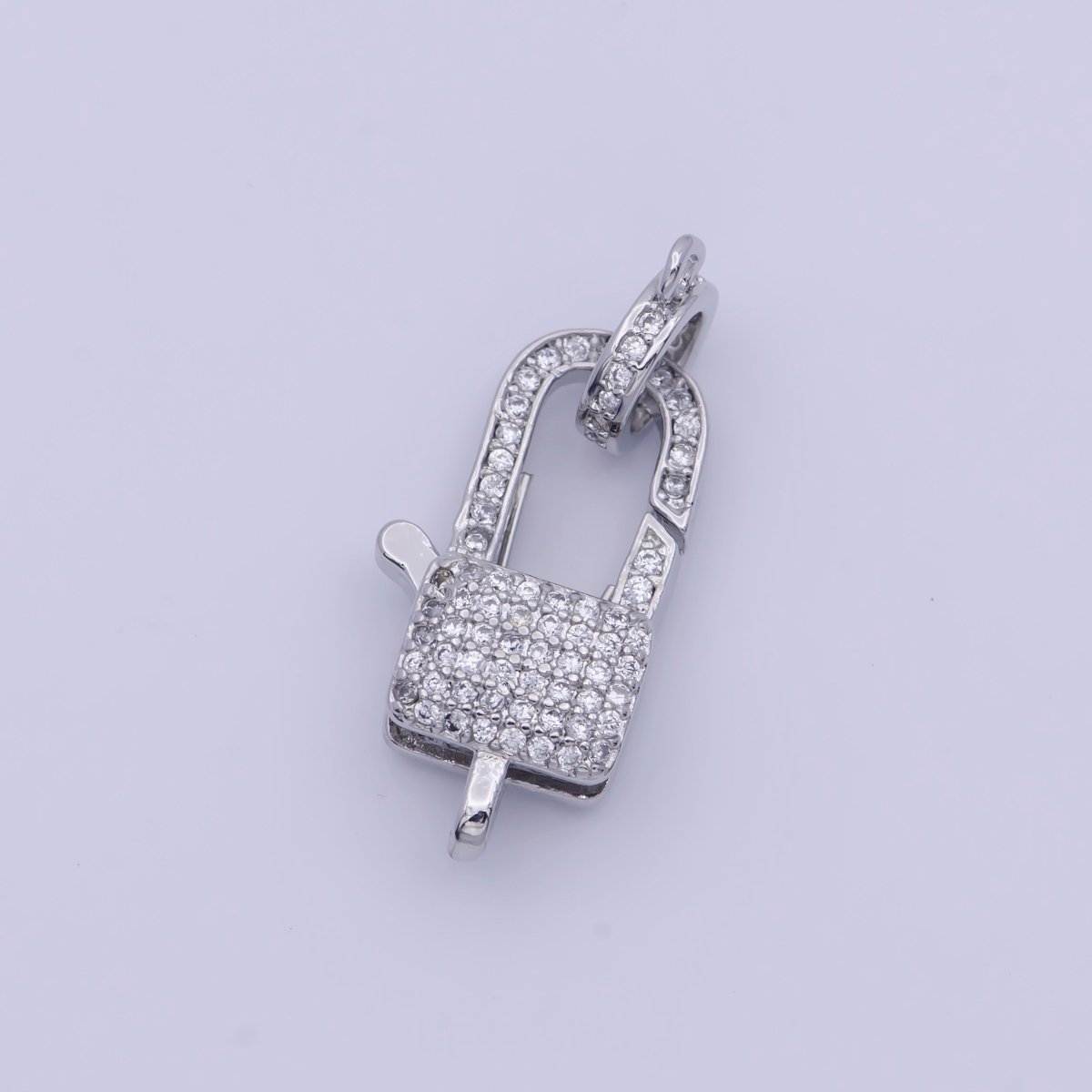 White Gold Filled Micro Paved Cubic Zirconia Closure Lobster Clasps Findings L-910 L-911