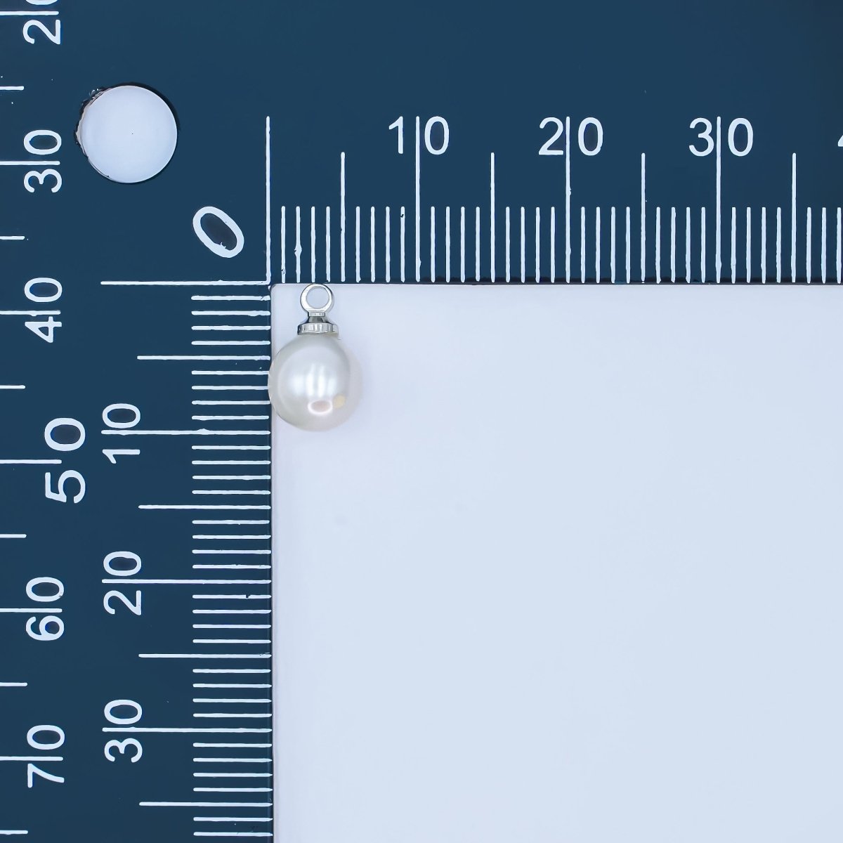 White Gold Filled White Shell Pearl Button Mini Charm | P1570