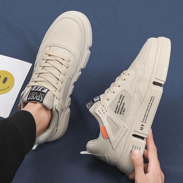 White Leather Sneakers For Men Breathable Casual Walking Sports Running Shoes Outdoor Travel Fitness Sneakers Comfortable Casual Shoes Outdoor Men Sneakers