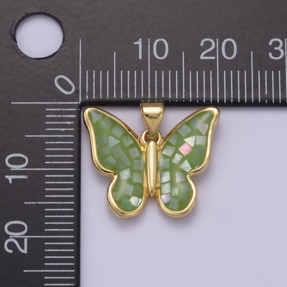 White / Pink / Blue / Green Opal Mariposa Butterfly Charm for Necklace, Dainty Butterfly Pendant for Jewelry Making Supply in Gold Filled H-583 H-589 H-596