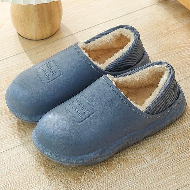 Winter Waterproof Home Slippers Womens New Plush Warm House Soft Slippers Non-Slip Memory Foam Couples Shoes Women&