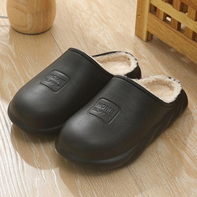 Winter Waterproof Home Slippers Womens New Plush Warm House Soft Slippers Non-Slip Memory Foam Couples Shoes Women&