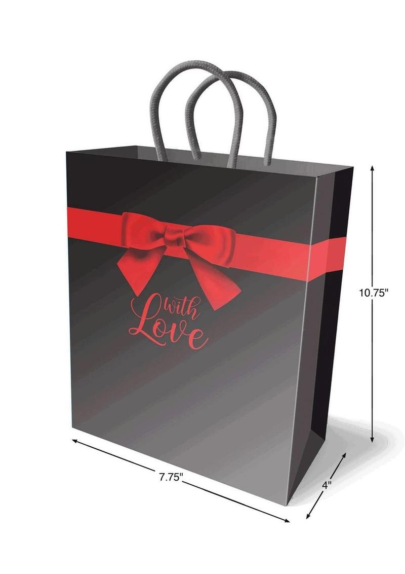 With Love Gift Bag Elegant Black Design With Red Bow