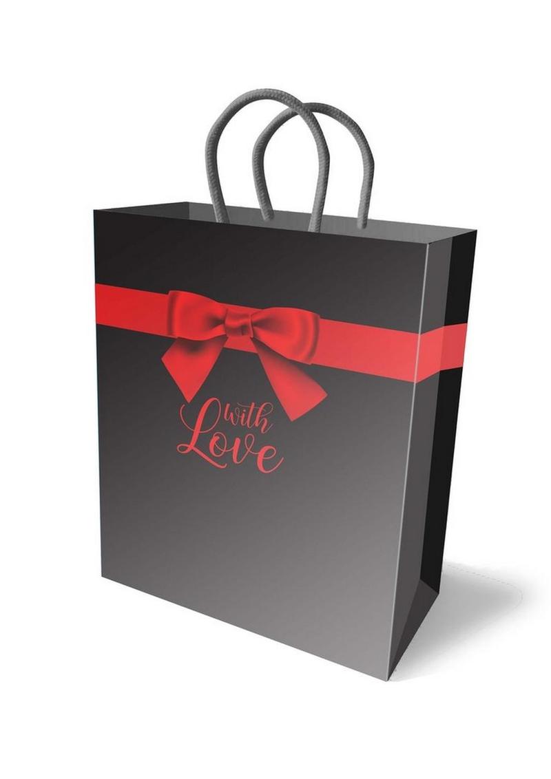 With Love Gift Bag Elegant Black Design With Red Bow