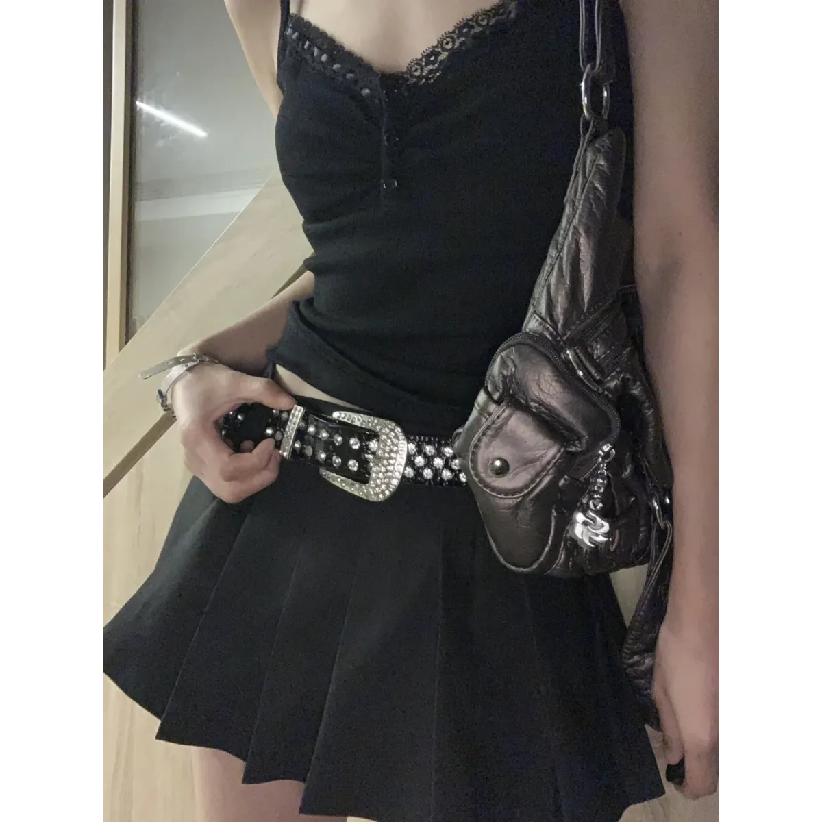 Black Lace Trim Tank Top – Y2K Gothic Coquette Punk Grunge Crop Top