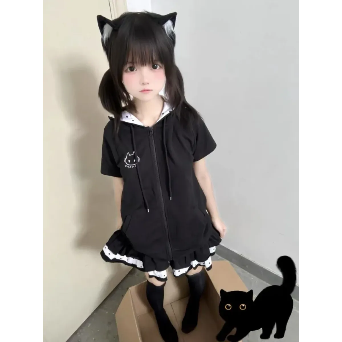 Y2K Kawaii Cat T-Shirt – Sweet Harajuku Patchwork Soft Girl Top