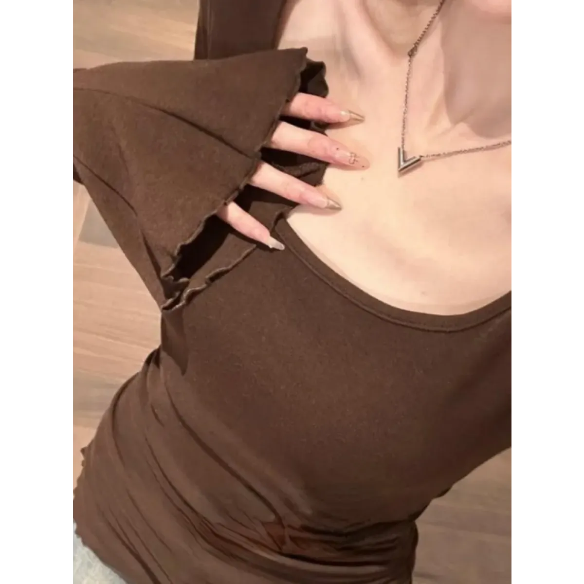 Square Neck Flare Sleeve Top β Y2K Sweet Vintage Slim Fit Tee