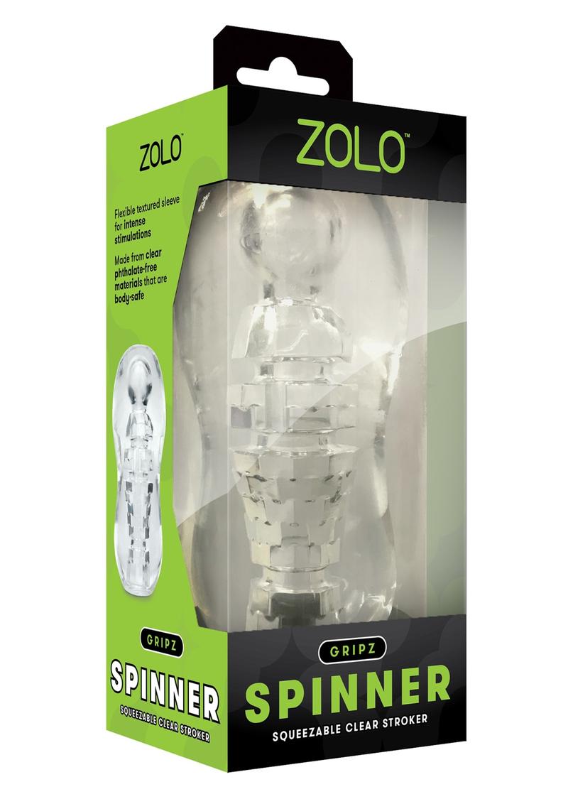 Zolo Gripz Spinner Squeezable Clear Stroker