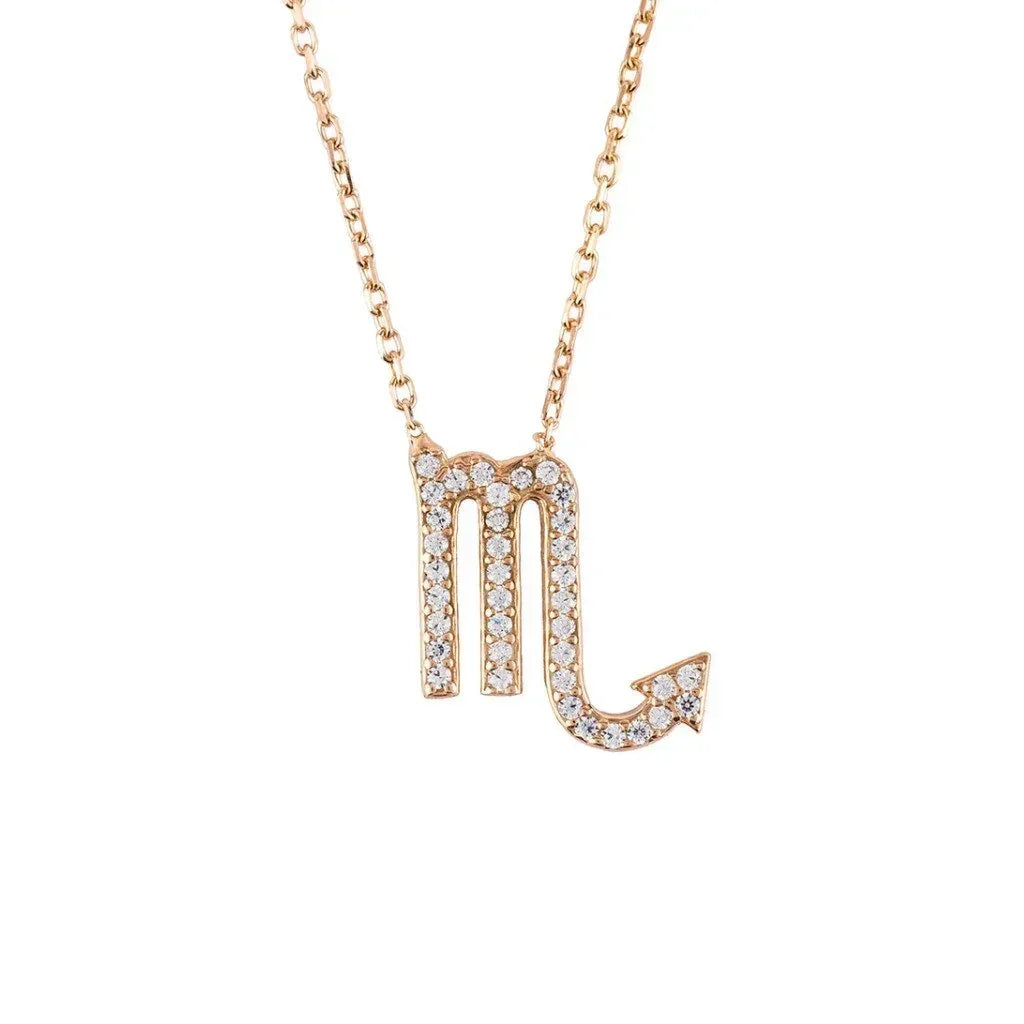Zodiac Star Sign Pendant Necklace Rose Gold Scorpio
