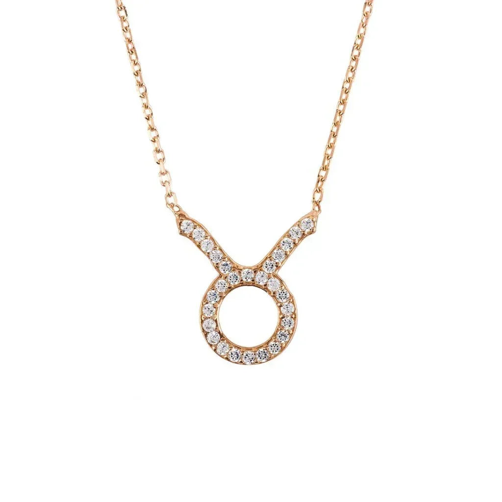 Zodiac Star Sign Pendant Necklace Rose Gold Taurus