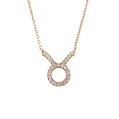 Zodiac Star Sign Pendant Necklace Rose Gold Taurus