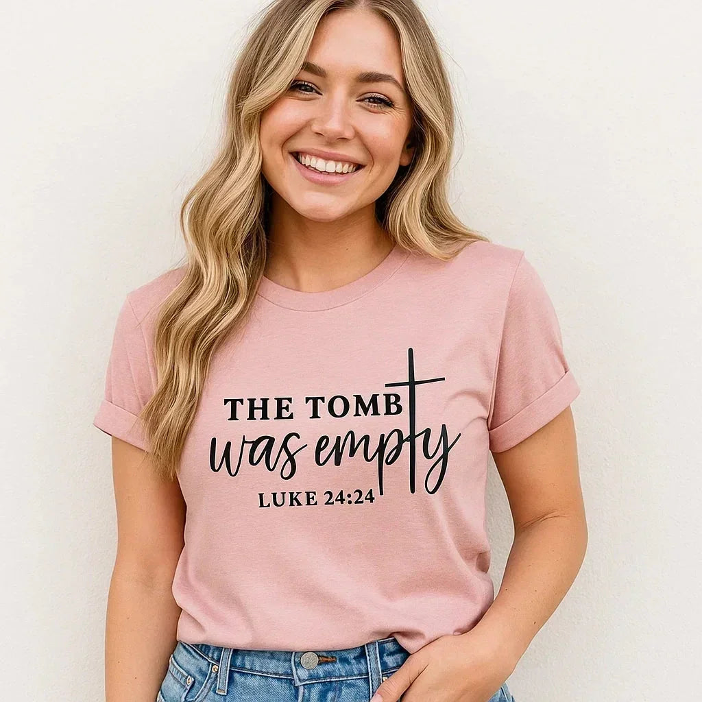 The Tomb Was Empty T-Shirt, Faith Apparel, Luke 24:24